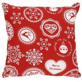 Home collection Dekorační polštářek s vánočními motivy 40x40cm červený s bílým potiskem