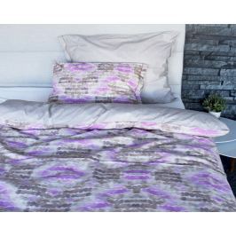 Gipetex Natural Dream Italské povlečení 100% bavlna LUX Acquarello fialková se dvěma povlaky na polštář - 140x200 / 50x70 + 70x90