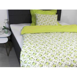 Homeville Povlečení 100% bavlna Romance limetková se dvěma povlaky na polštář - 220x200 / 2x50x70 + 2x70x90