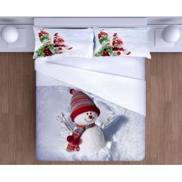 Gipetex Natural Dream 3D italské povlečení 100% bavlna Pupazo di Neve-Sněhulák - 220x200cm / 70x90cm