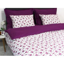 Homeville Povlečení 100% bavlna Romance fialová se dvěma povlaky na polštář - 220x200 / 2x50x70 + 2x70x90